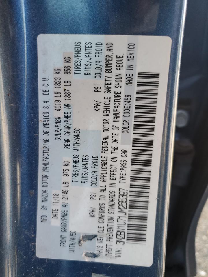 2018 Mazda 3 Sport VIN: 3MZBN1U71JM265397 Lot: 63928245