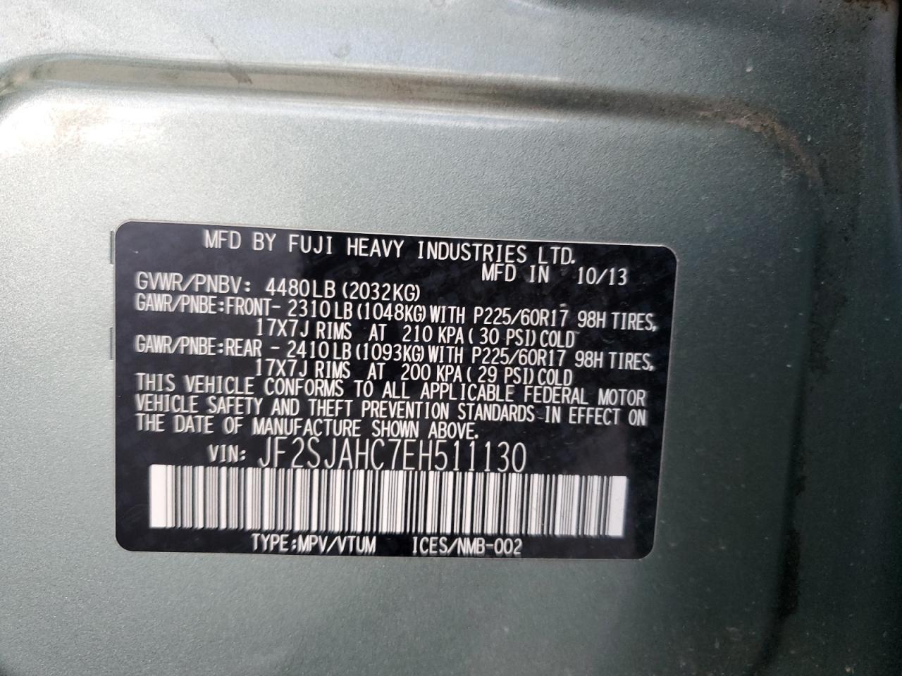 2014 Subaru Forester 2.5I Limited VIN: JF2SJAHC7EH511130 Lot: 64439925