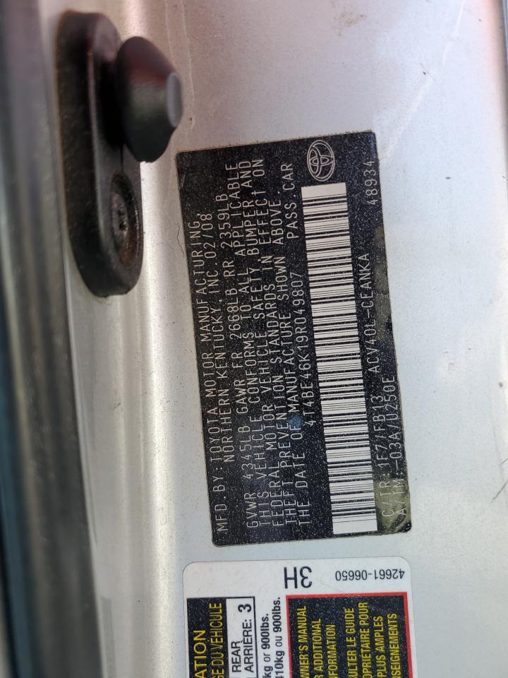 2009 Toyota Camry Base VIN: 4T4BE46K19R049807 Lot: 63747255