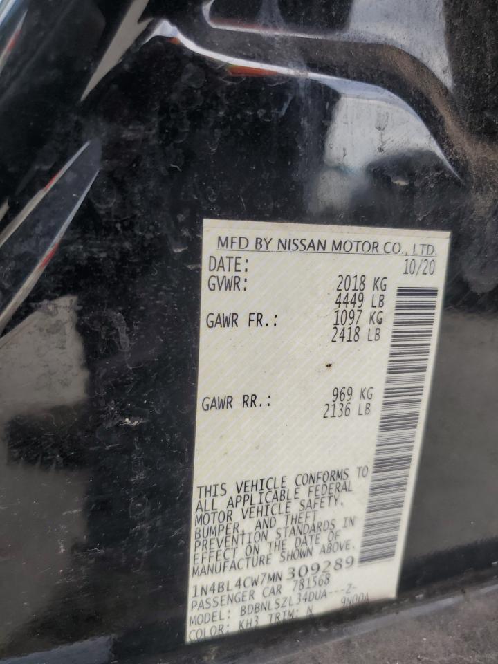 2021 Nissan Altima Sr VIN: 1N4BL4CW7MN309289 Lot: 64674865