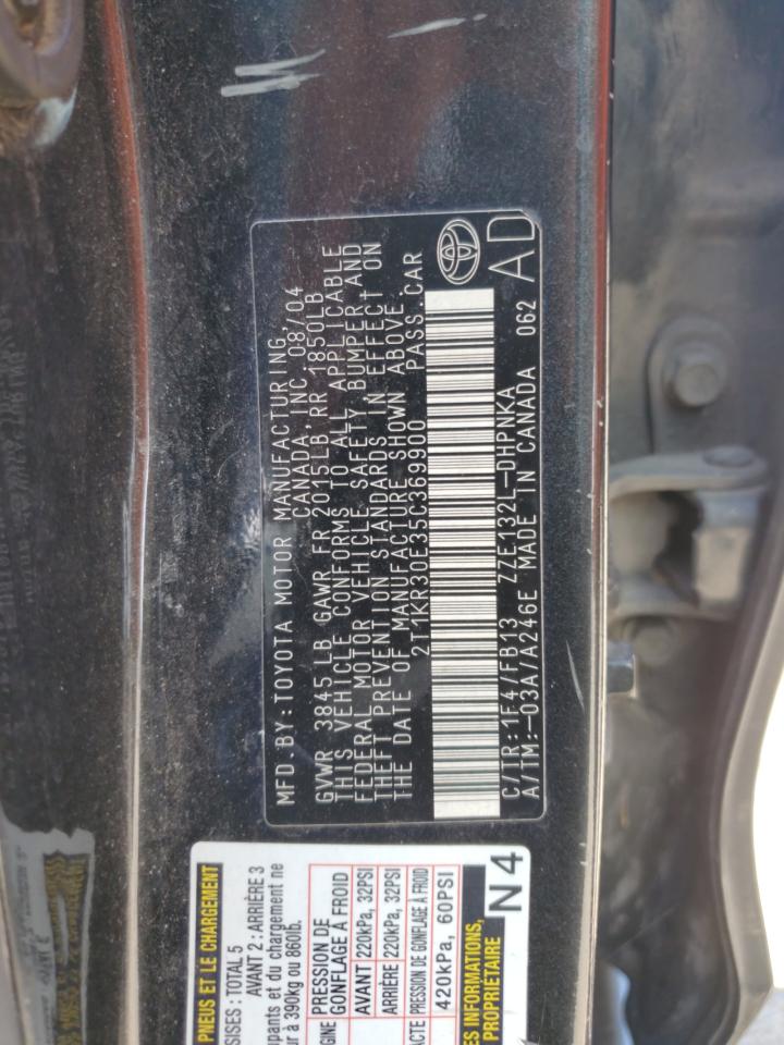 2005 Toyota Corolla Matrix Xr VIN: 2T1KR30E35C369900 Lot: 65799435