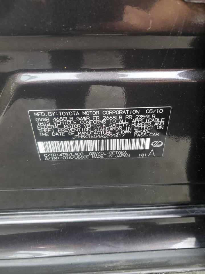 2010 Lexus Es 350 VIN: JTHBK1EG4A2399417 Lot: 63583035