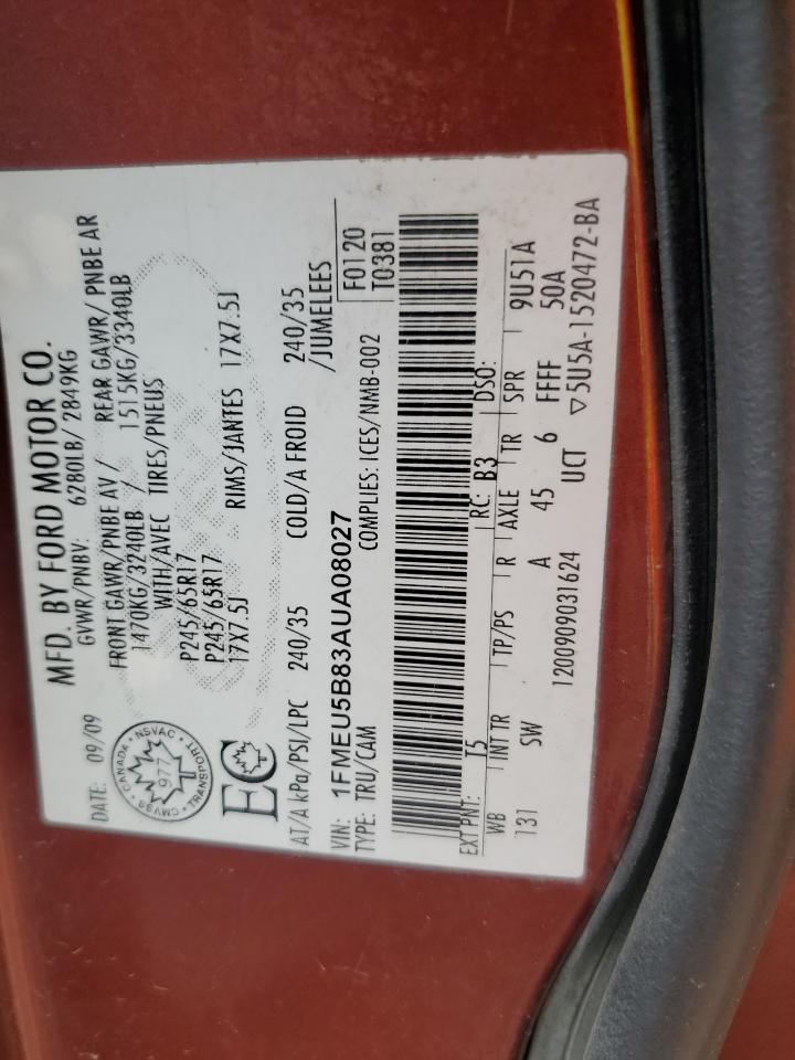 2010 Ford Explorer Sport Trac Xlt VIN: 1FMEU5B83AUA08027 Lot: 62827365