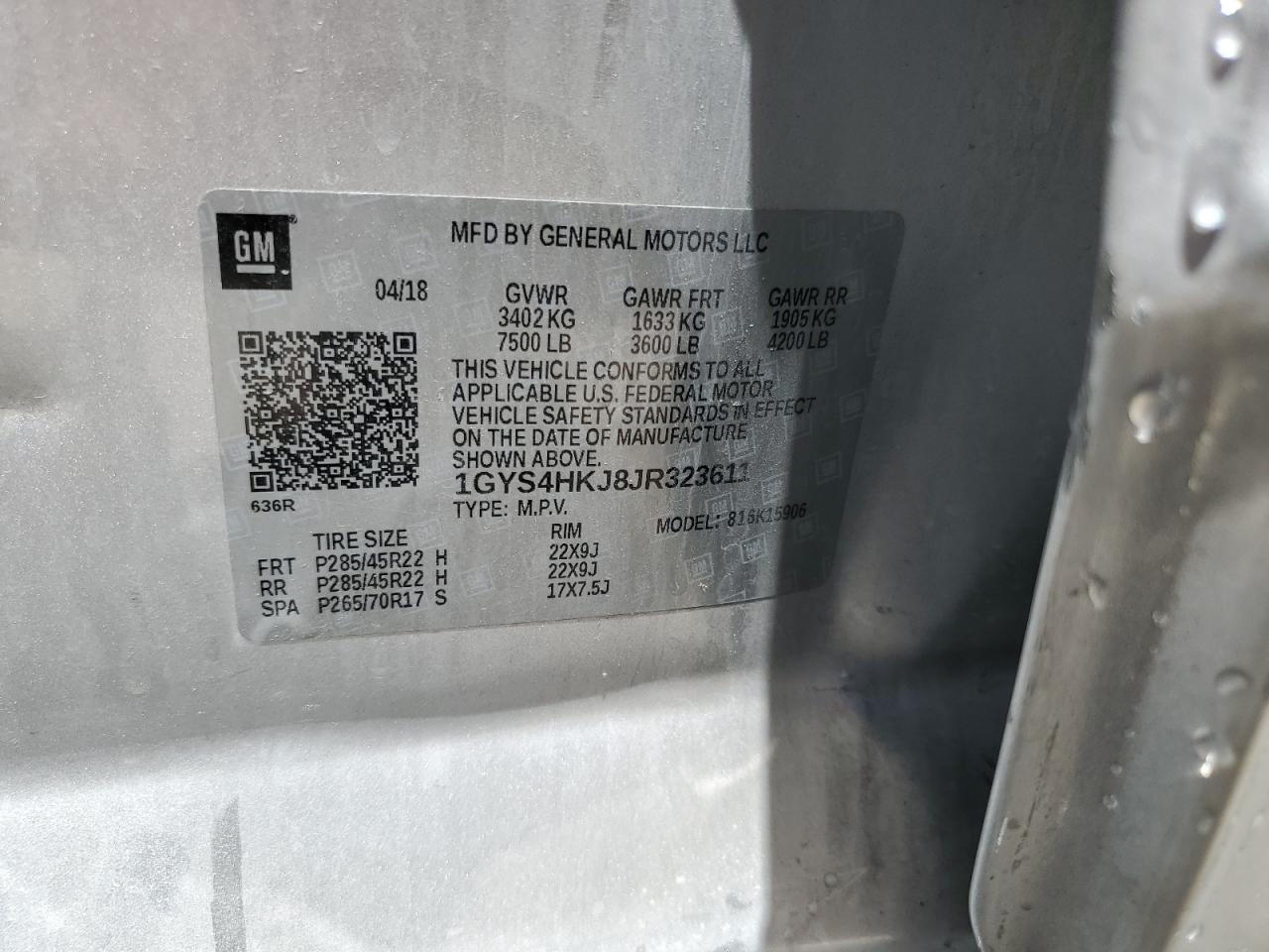 2018 Cadillac Escalade Esv Luxury VIN: 1GYS4HKJ8JR323611 Lot: 66126665