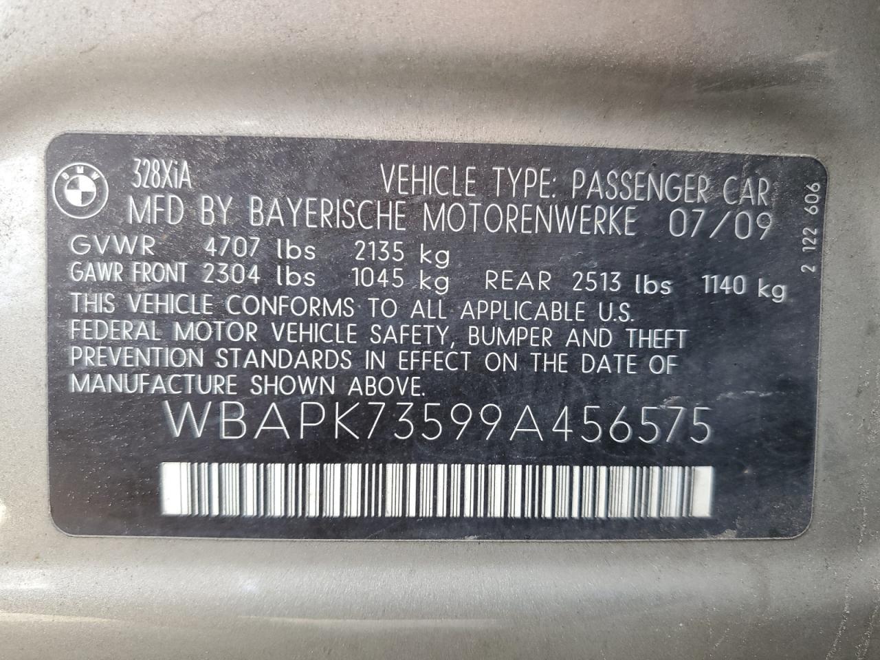 wbapk73599a456575 WBAPK73599A456575 2009 BMW 328 Xi