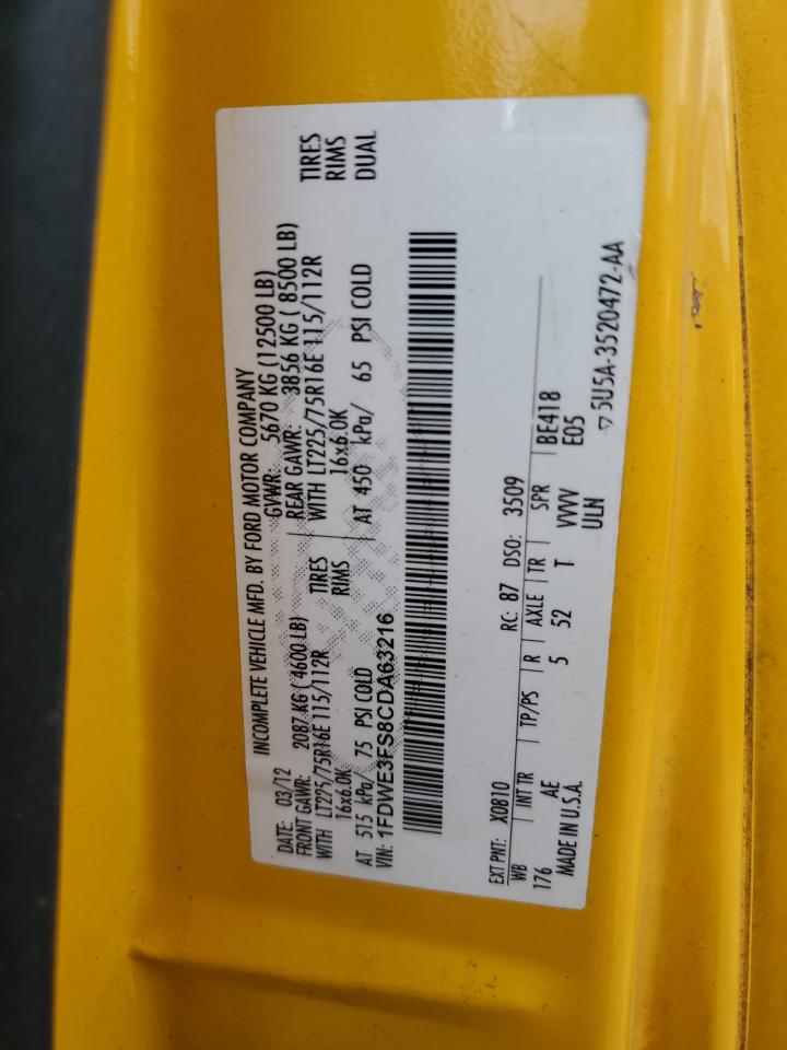 2012 Ford Econoline E350 Super Duty Cutaway Van VIN: 1FDWE3FS8CDA63216 Lot: 64882435