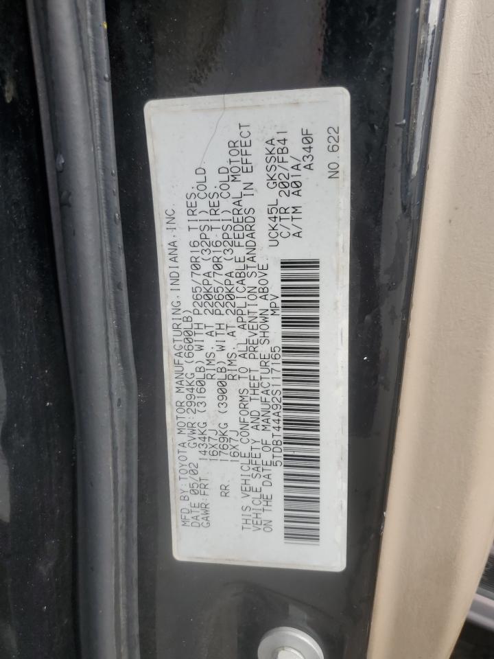 2002 Toyota Sequoia Sr5 VIN: 5TDBT44A92S117165 Lot: 65056455