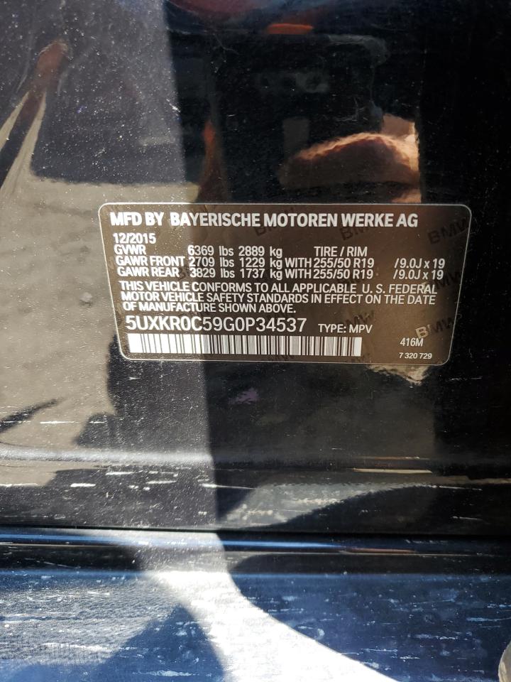 2016 BMW X5 xDrive35I VIN: 5UXKR0C59G0P34537 Lot: 62818835