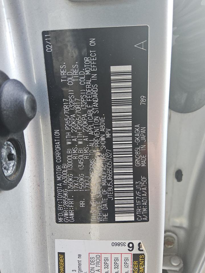 2011 Toyota 4Runner Sr5 VIN: JTEBU5JR6B5057327 Lot: 62702805