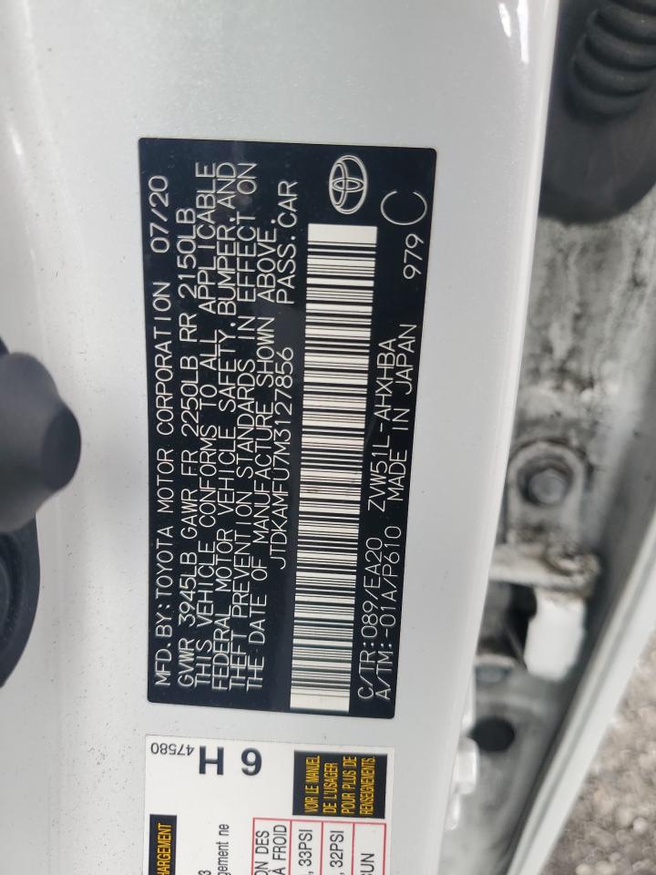 2021 Toyota Prius Special Edition VIN: JTDKAMFU7M3127856 Lot: 64075455