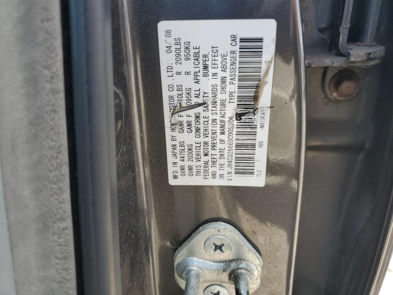 2009 Acura Tsx VIN: JH4CU26669C005206 Lot: 66157495