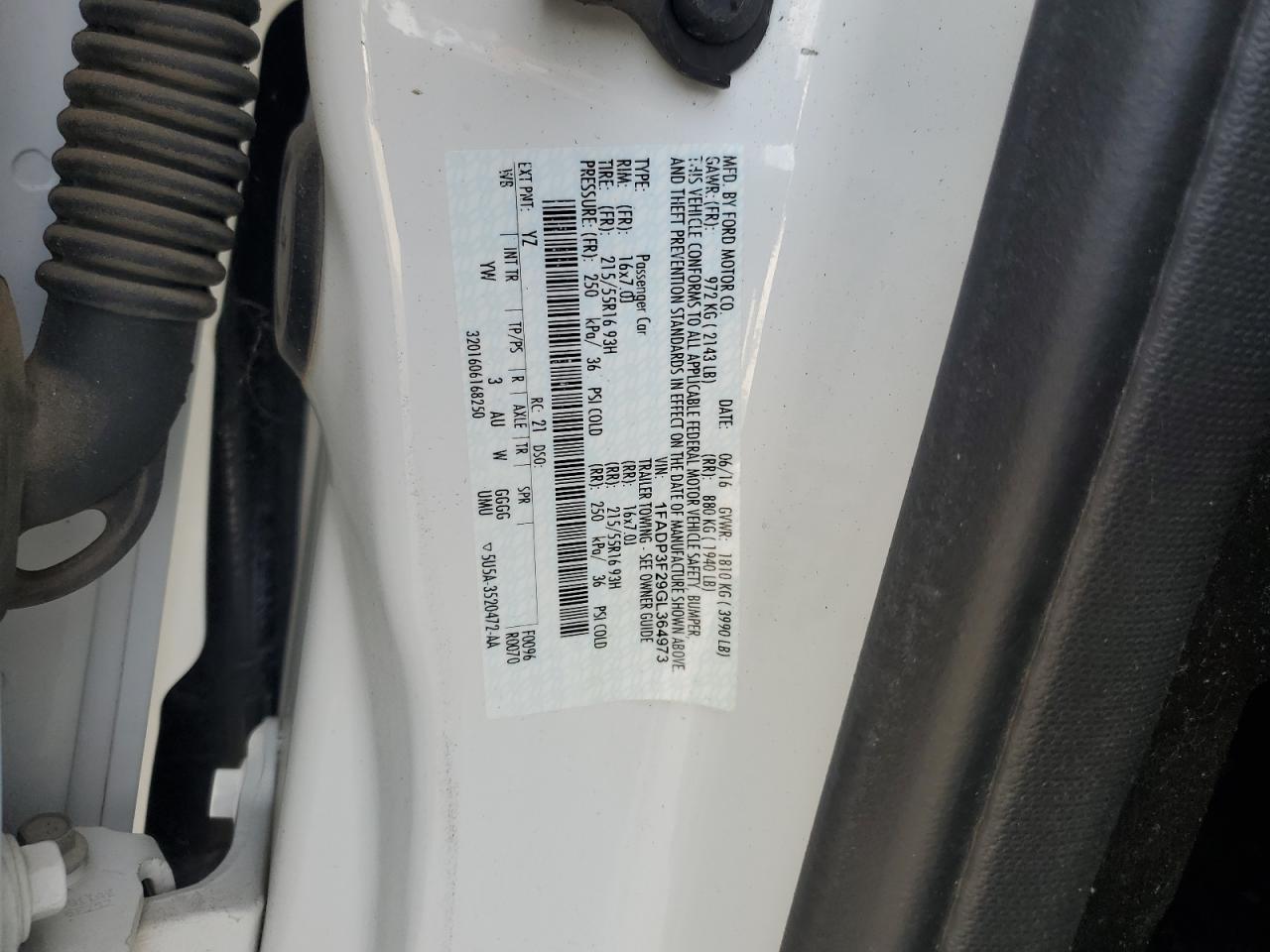 2016 Ford Focus Se VIN: 1FADP3F29GL364973 Lot: 64808015