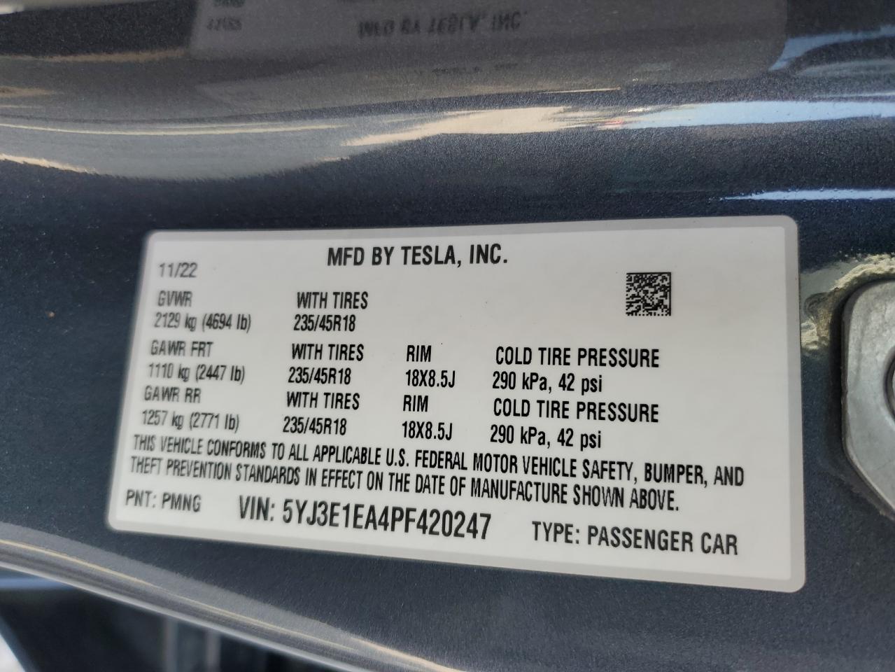 2023 Tesla Model 3 VIN: 5YJ3E1EA4PF420247 Lot: 64808415