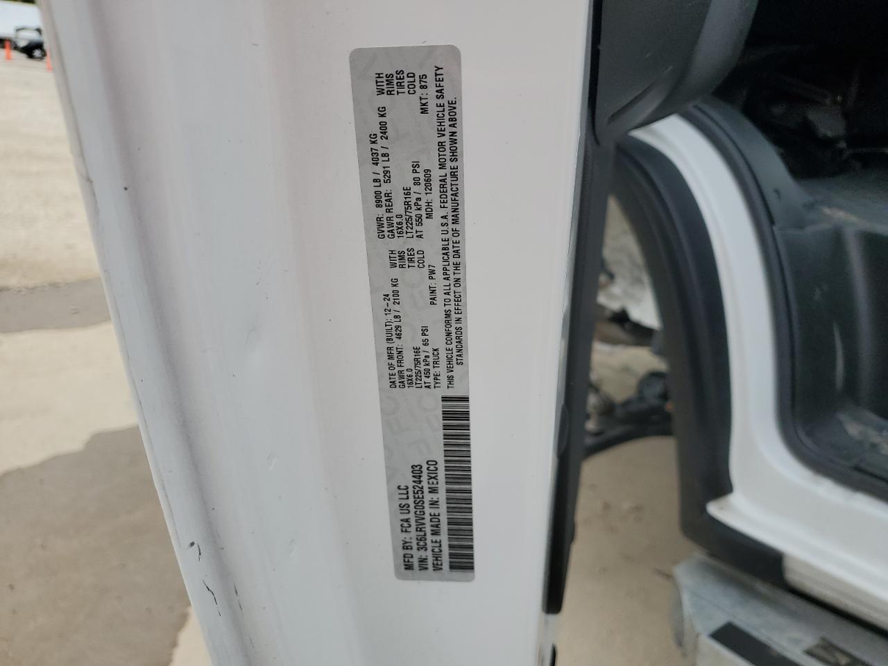 2025 Ram Promaster 2500 2500 Standard VIN: 3C6LRVVG0SE524403 Lot: 63822675