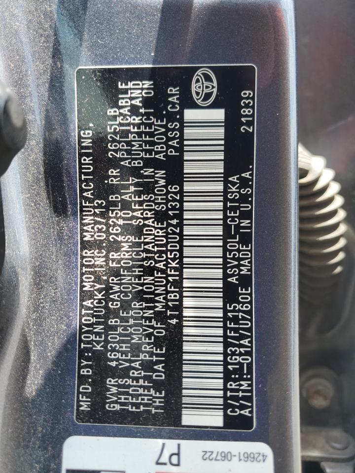 4T1BF1FK5DU241326 2013 Toyota Camry L