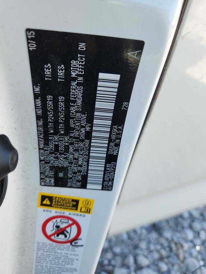 2015 Toyota Highlander Hybrid Limited VIN: 5TDDCRFH3FS013468 Lot: 63869545