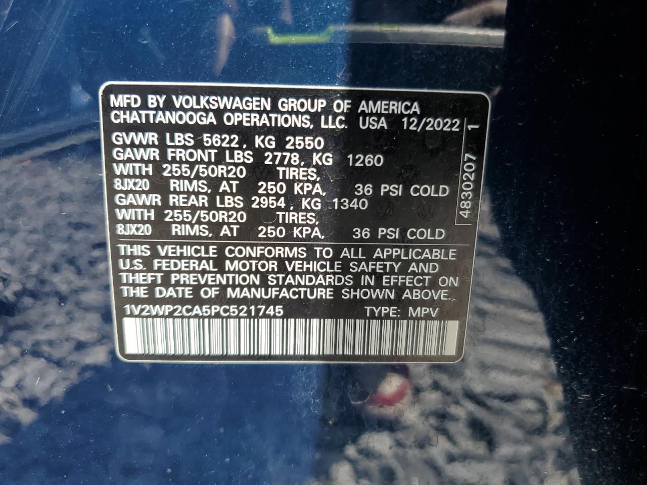 2023 Volkswagen Atlas Se VIN: 1V2WP2CA5PC521745 Lot: 64177555