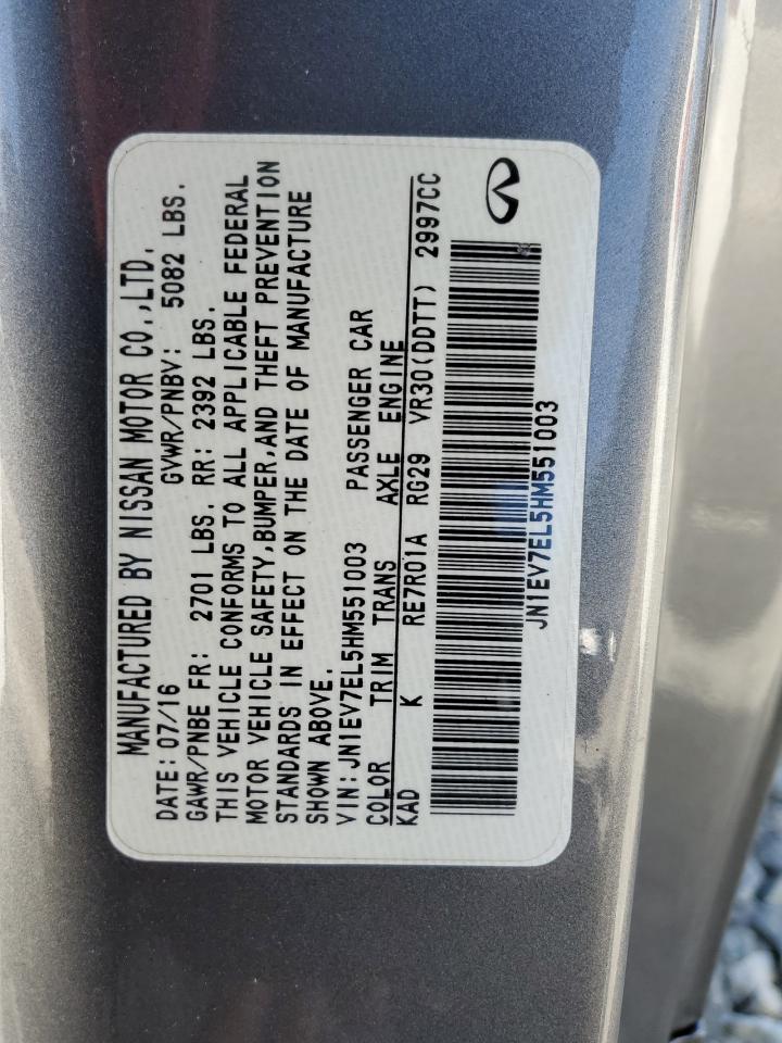 2017 Infiniti Q60 Premium VIN: JN1EV7EL5HM551003 Lot: 65434775