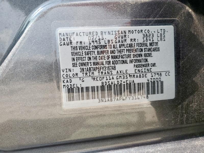 2015 NISSAN SENTRA S  