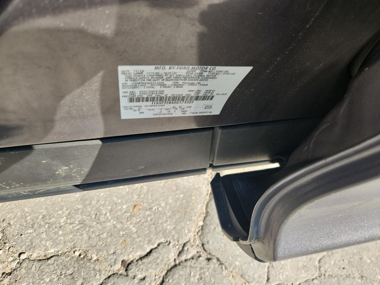 2013 Ford Taurus Sel VIN: 1FAHP2E84DG174309 Lot: 64456495