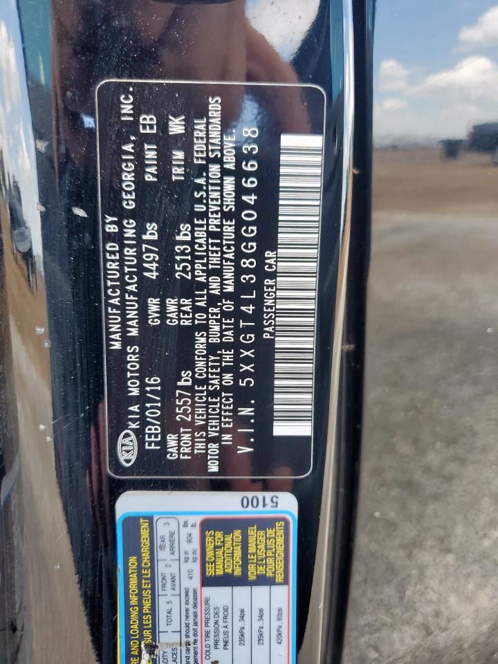 2016 Kia Optima Lx VIN: 5XXGT4L38GG046638 Lot: 65067055