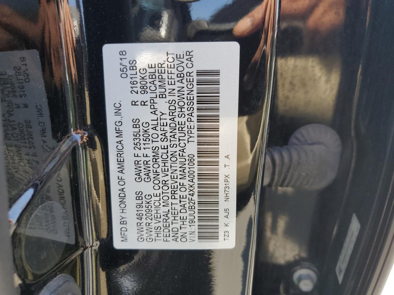 2019 Acura Tlx Technology VIN: 19UUB2F4XKA001060 Lot: 65815105