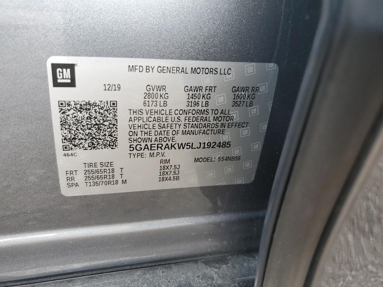 2020 Buick Enclave Preferred VIN: 5GAERAKW5LJ192485 Lot: 63449325