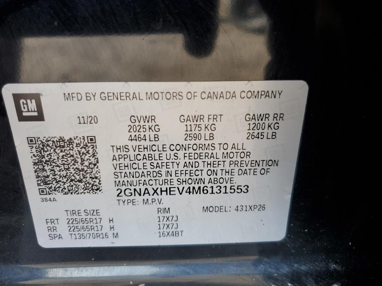 2021 Chevrolet Equinox Ls VIN: 2GNAXHEV4M6131553 Lot: 66160675
