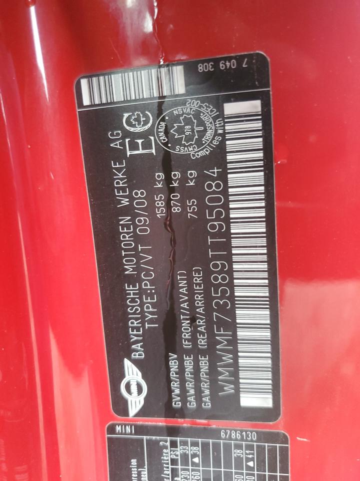 WMWMF73589TT95084 2009 Mini Cooper S