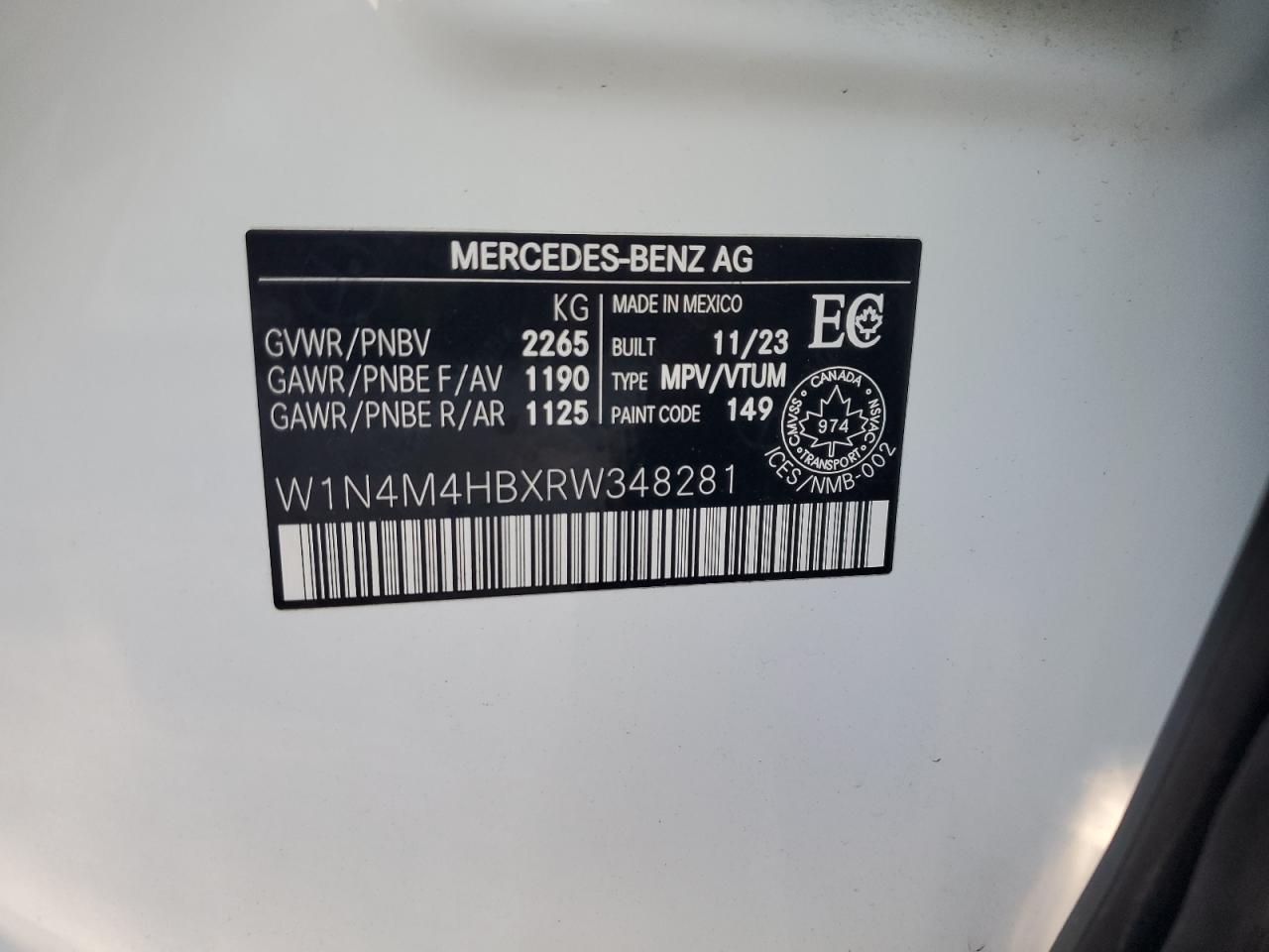 2024 Mercedes-Benz Glb 250 4Matic VIN: W1N4M4HBXRW348281 Lot: 63751895