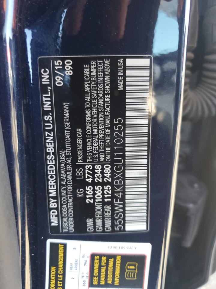 2016 Mercedes-Benz C 300 4Matic VIN: 55SWF4KBXGU110255 Lot: 63594465