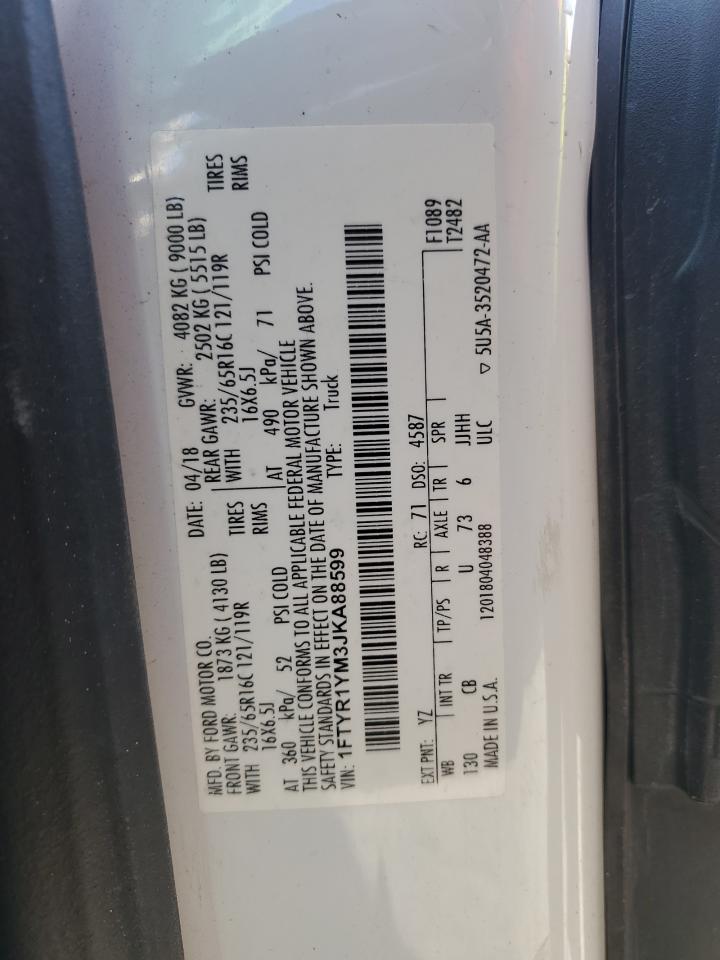 2018 Ford Transit T-250 VIN: 1FTYR1YM3JKA88599 Lot: 66883685