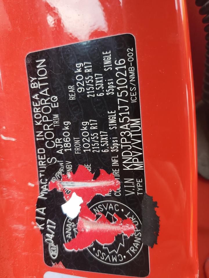 2018 Kia Soul + VIN: KNDJP3A51J7510216 Lot: 66600645