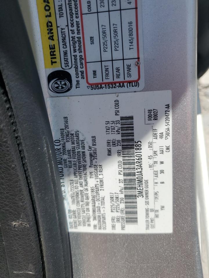 2010 Mercury Milan Premier VIN: 3MEHM0JA3AR601885 Lot: 64162995