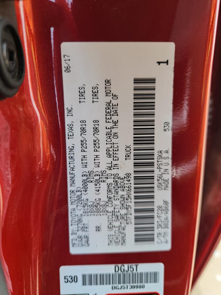 2017 Toyota Tundra Crewmax Sr5 VIN: 5TFDY5F15HX661498 Lot: 65445185