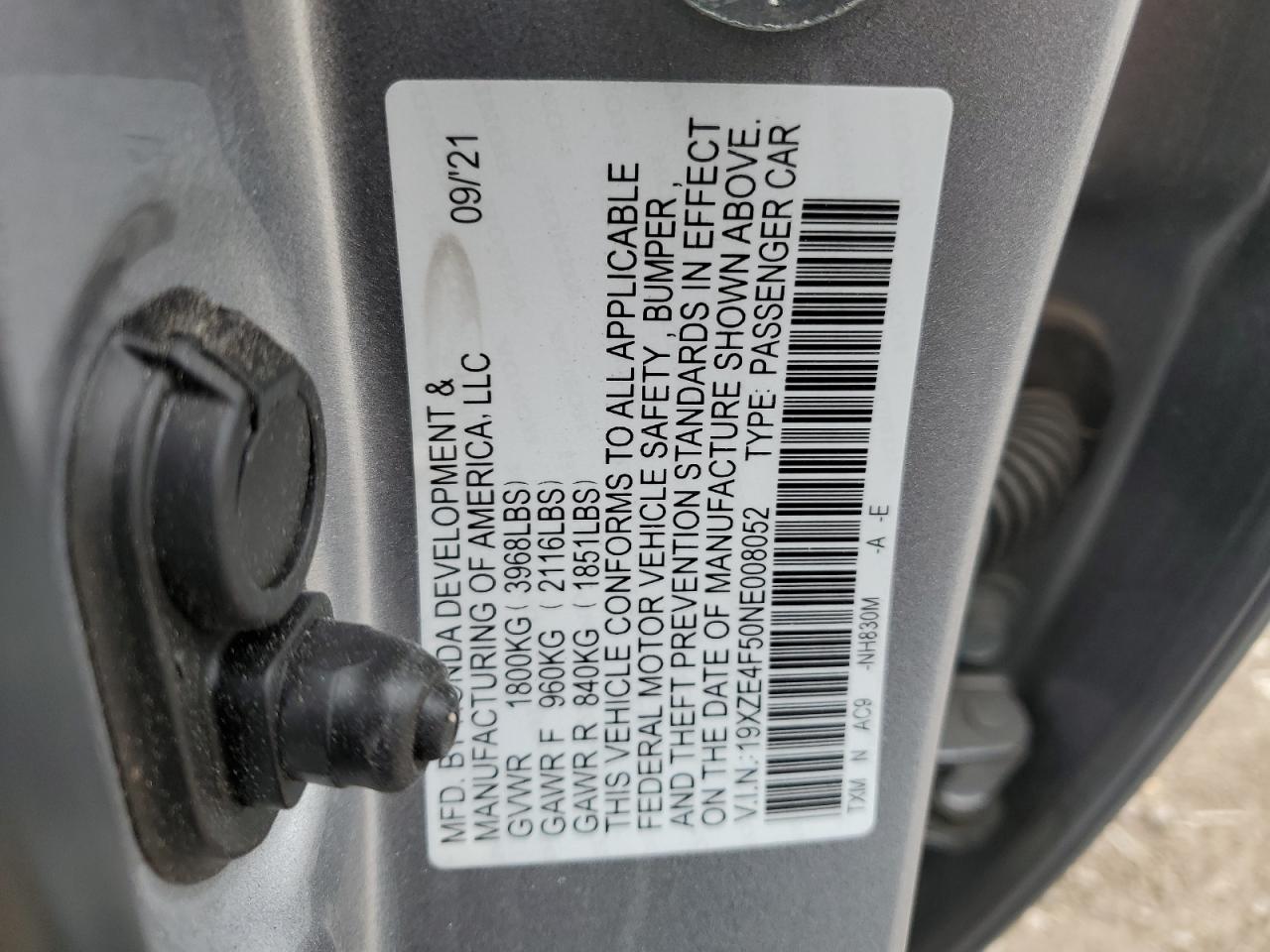 2022 Honda Insight Ex VIN: 19XZE4F50NE008052 Lot: 65025715