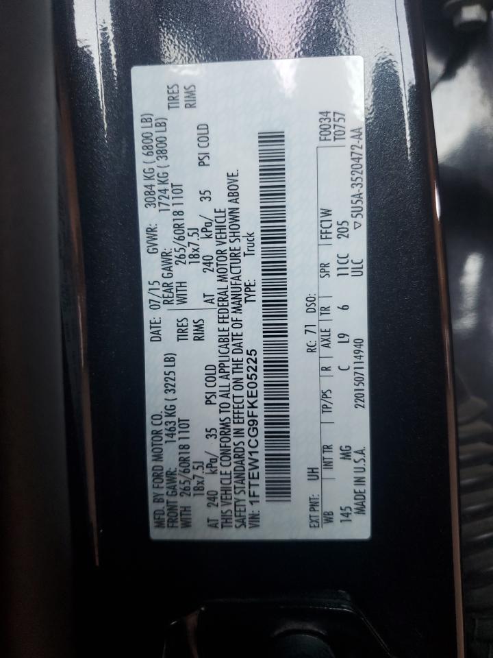 1ftew1cg9fke05225 1FTEW1CG9FKE05225 2015 Ford F150 Supercrew