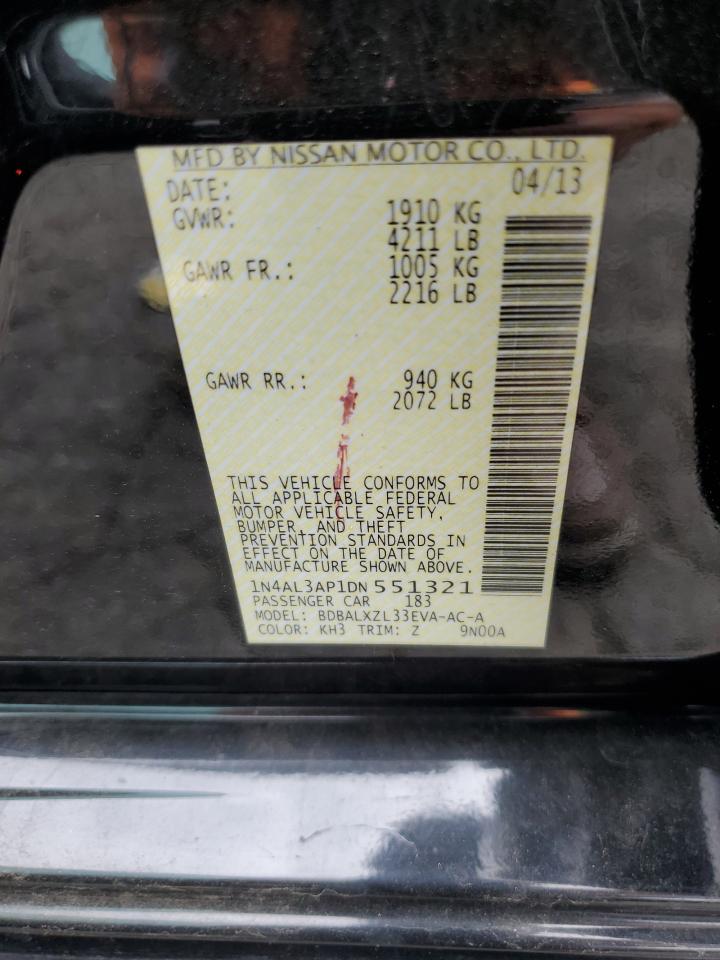 2013 Nissan Altima 2.5 VIN: 1N4AL3AP1DN551321 Lot: 65185595