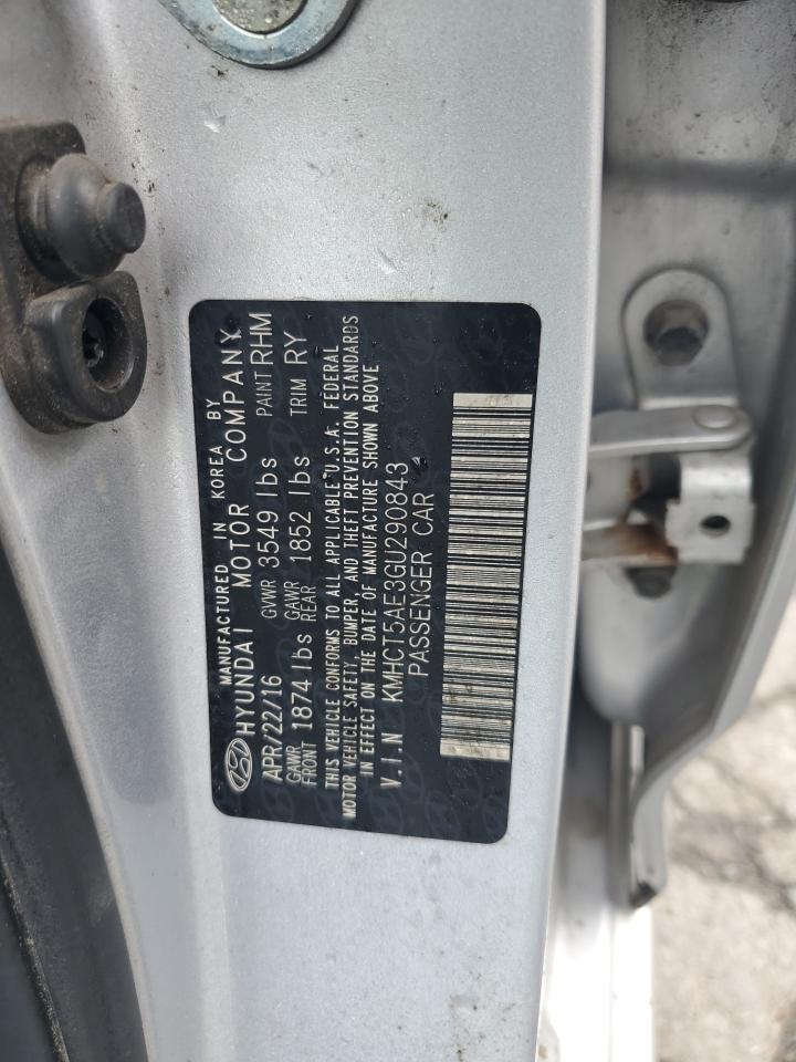 2016 Hyundai Accent Se VIN: KMHCT5AE3GU290843 Lot: 64781375