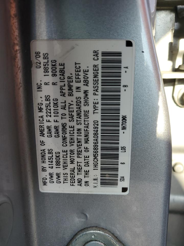 2006 Honda Accord Ex VIN: 1HGCM56896A084920 Lot: 63509325