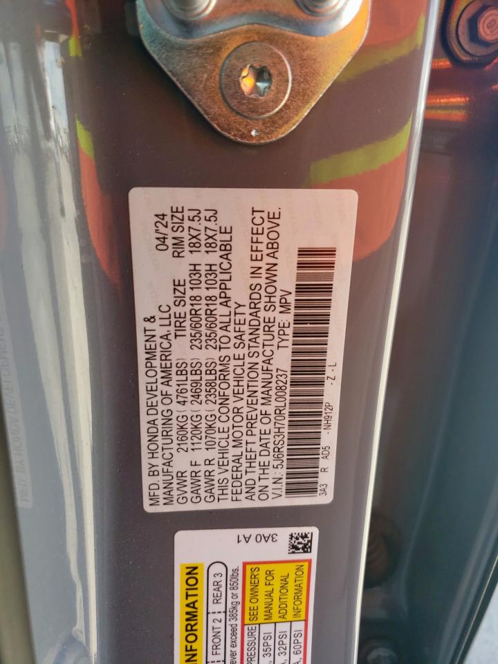 2024 Honda Cr-V Exl VIN: 5J6RS3H70RL008237 Lot: 63265435