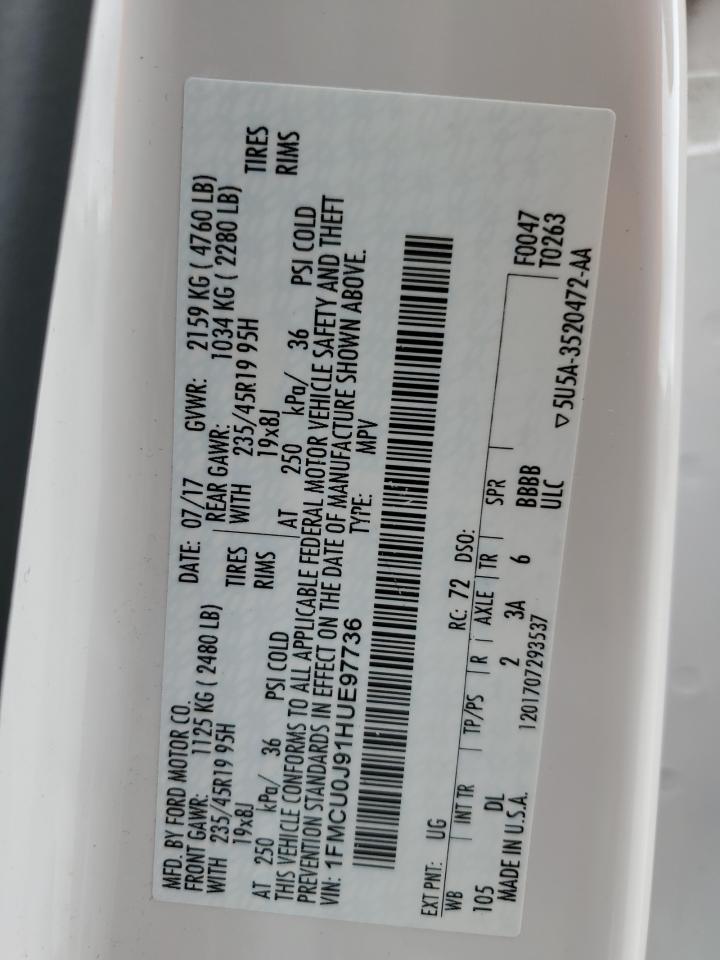 2017 Ford Escape Titanium VIN: 1FMCU0J91HUE97736 Lot: 64902905