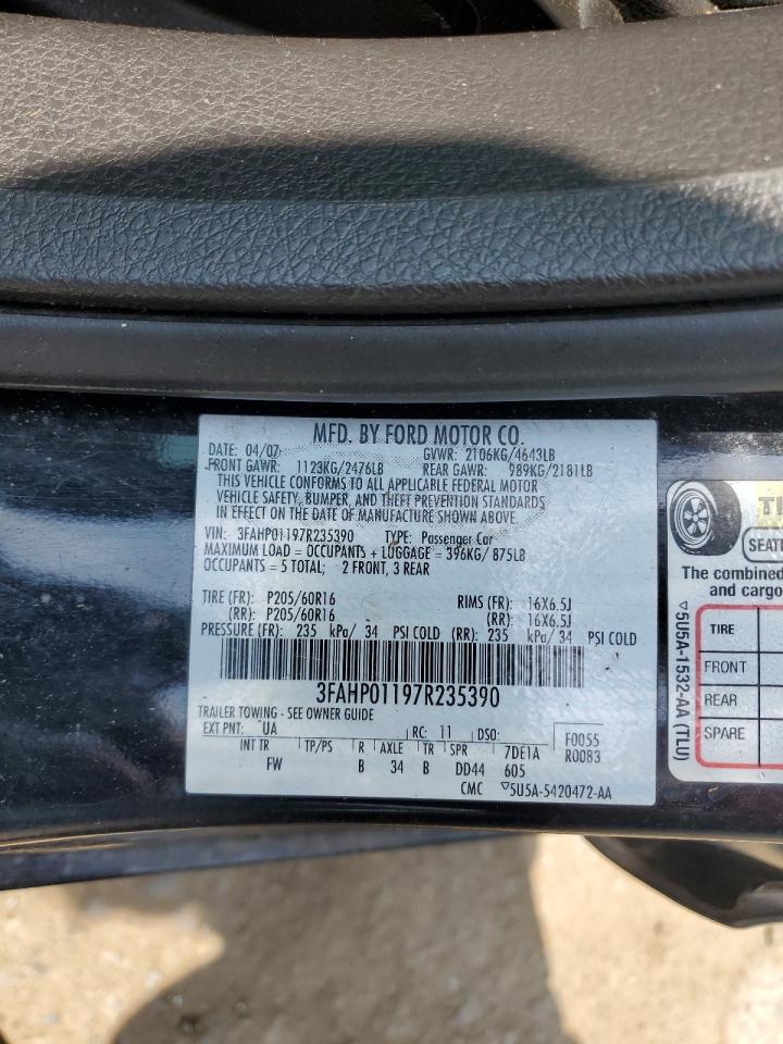 2007 Ford Fusion Se VIN: 3FAHP01197R235390 Lot: 64550225