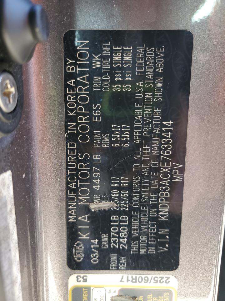 2014 Kia Sportage Base VIN: KNDPB3ACXE7633414 Lot: 65008145