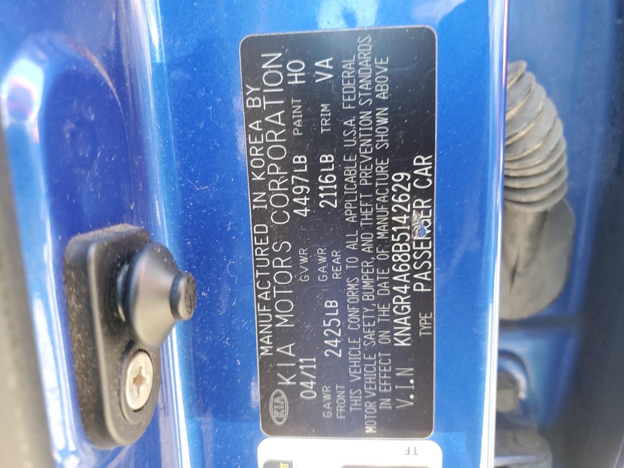 2011 Kia Optima Sx VIN: KNAGR4A68B5142629 Lot: 63613595