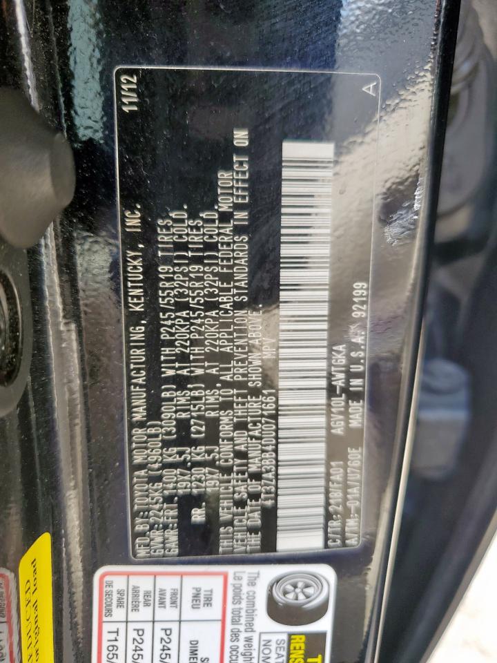 2013 Toyota Venza Le VIN: 4T3ZA3BB4DU071661 Lot: 65089565