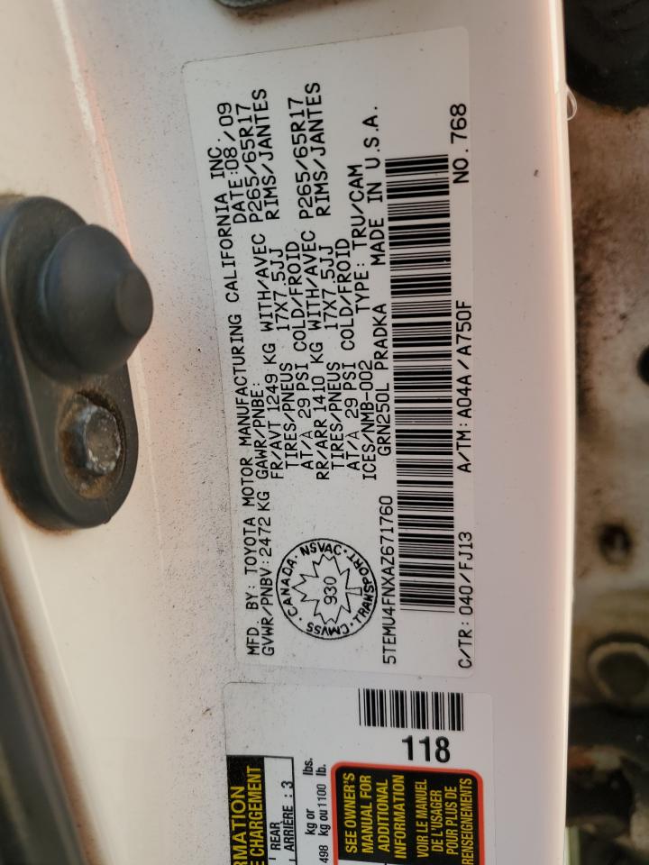 2010 Toyota Tacoma Double Cab Long Bed VIN: 5TEMU4FNXAZ671760 Lot: 59735145