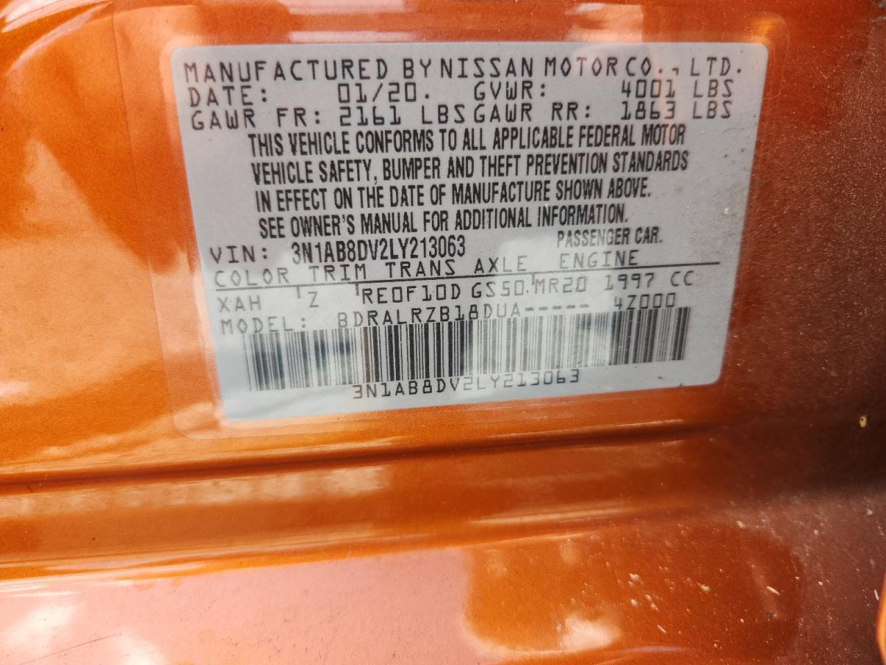 2020 Nissan Sentra Sr VIN: 3N1AB8DV2LY213063 Lot: 64184285