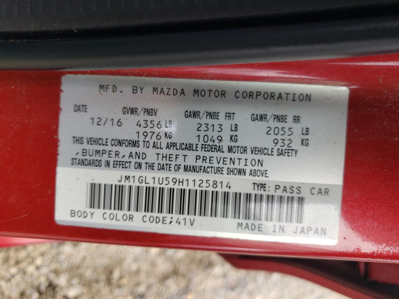 2017 Mazda 6 Sport VIN: JM1GL1U59H1125814 Lot: 64994485