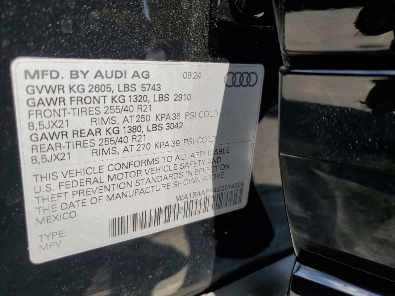 2025 Audi Sq5 Premium Plus VIN: WA1B4AFY4S2014324 Lot: 65418435